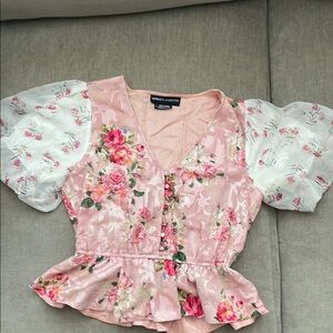 Anthropologie Floral Sequin Blouse